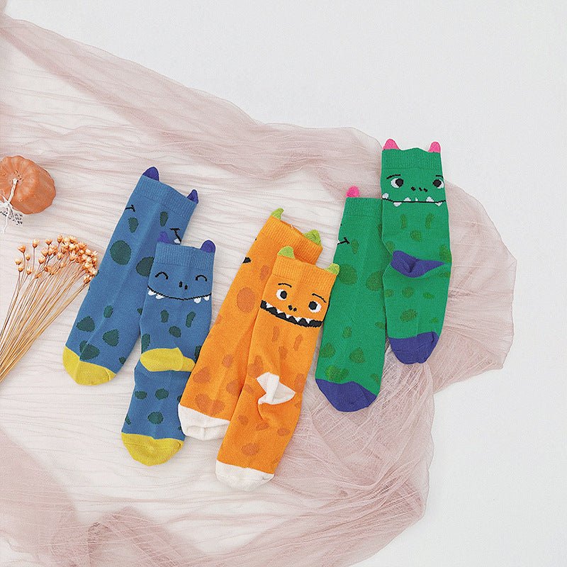 Children's Cotton Socks Cartoon Bear In The Tube Stripe