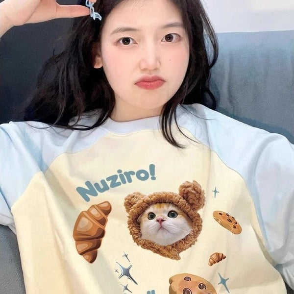 Women's Summer Cartoon Loose Top Cotton T-shirt
