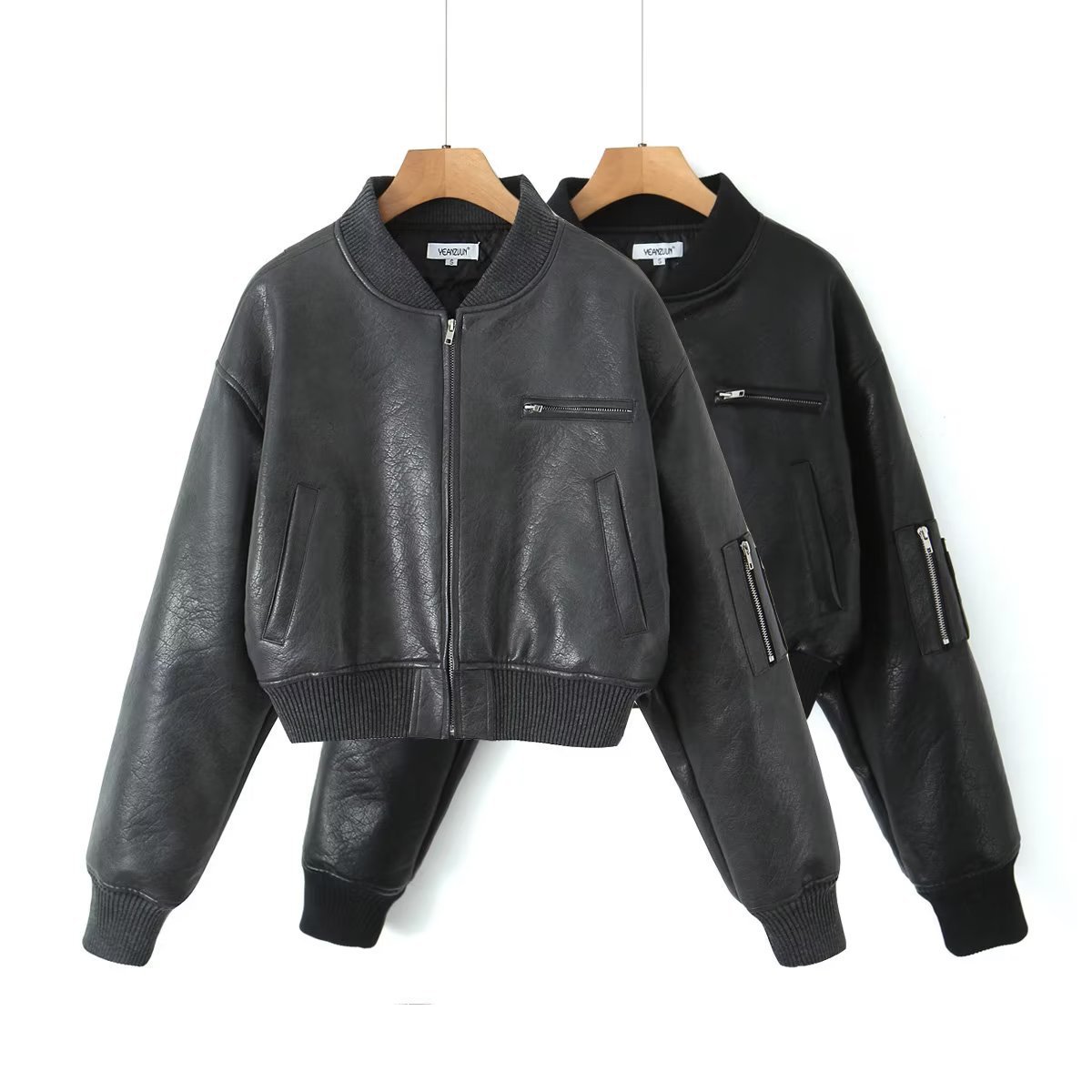 Hot Girl Stand Collar Zipper Short Baseball Uniform Jacket Top