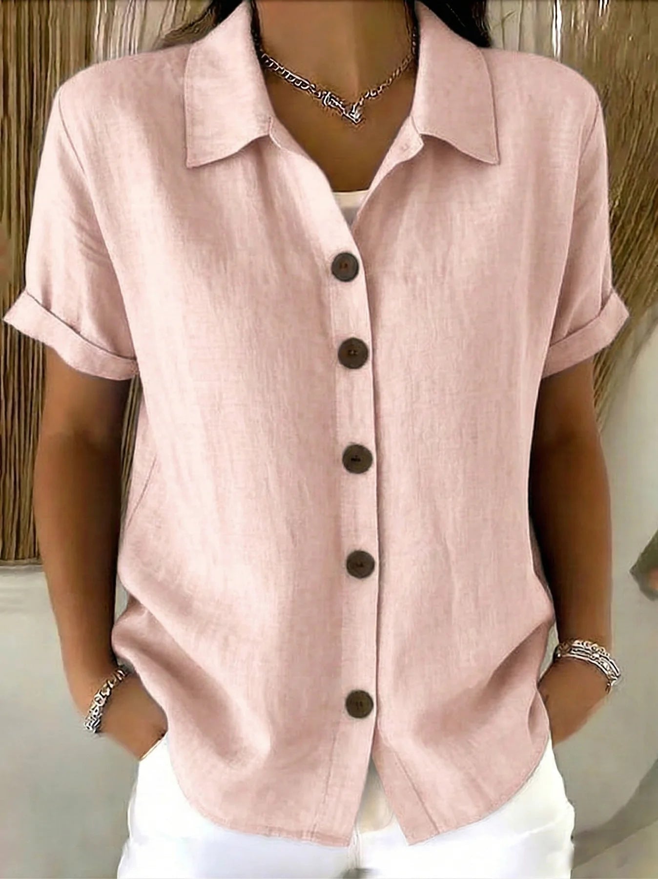 Women's Lapel-button Long-sleeve Shirt