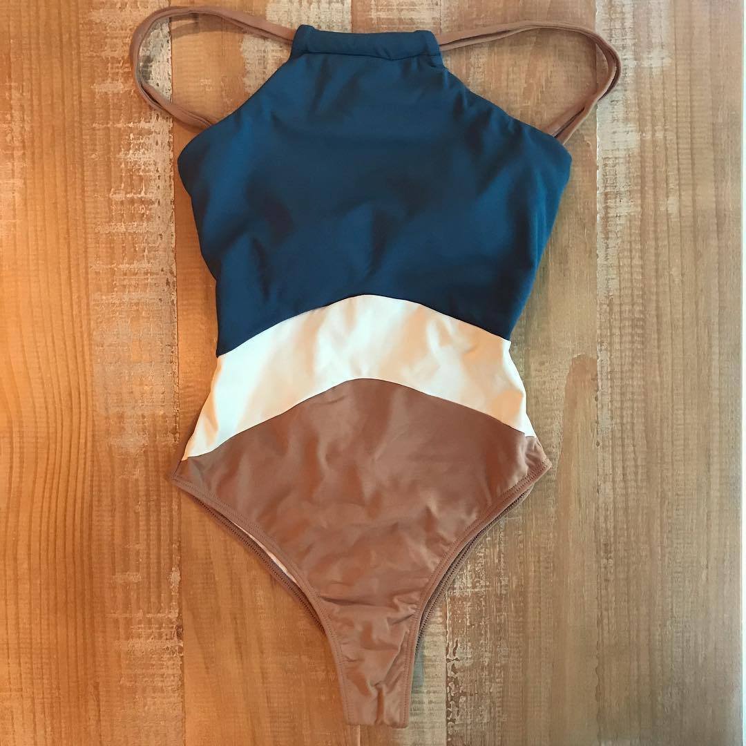 Women's Fashion Colorblock One Piece Swimsuit Bikini