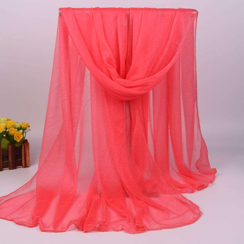 Scarf Women All-match Long Chiffon Shawl Sunscreen Sunshade Seaside Solid Color