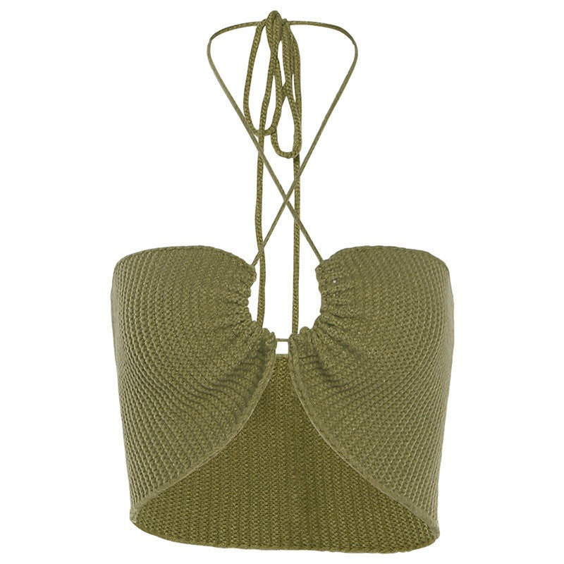 European And American Lace Tube Top Knitted Hot Girl Halter Spaghetti Straps