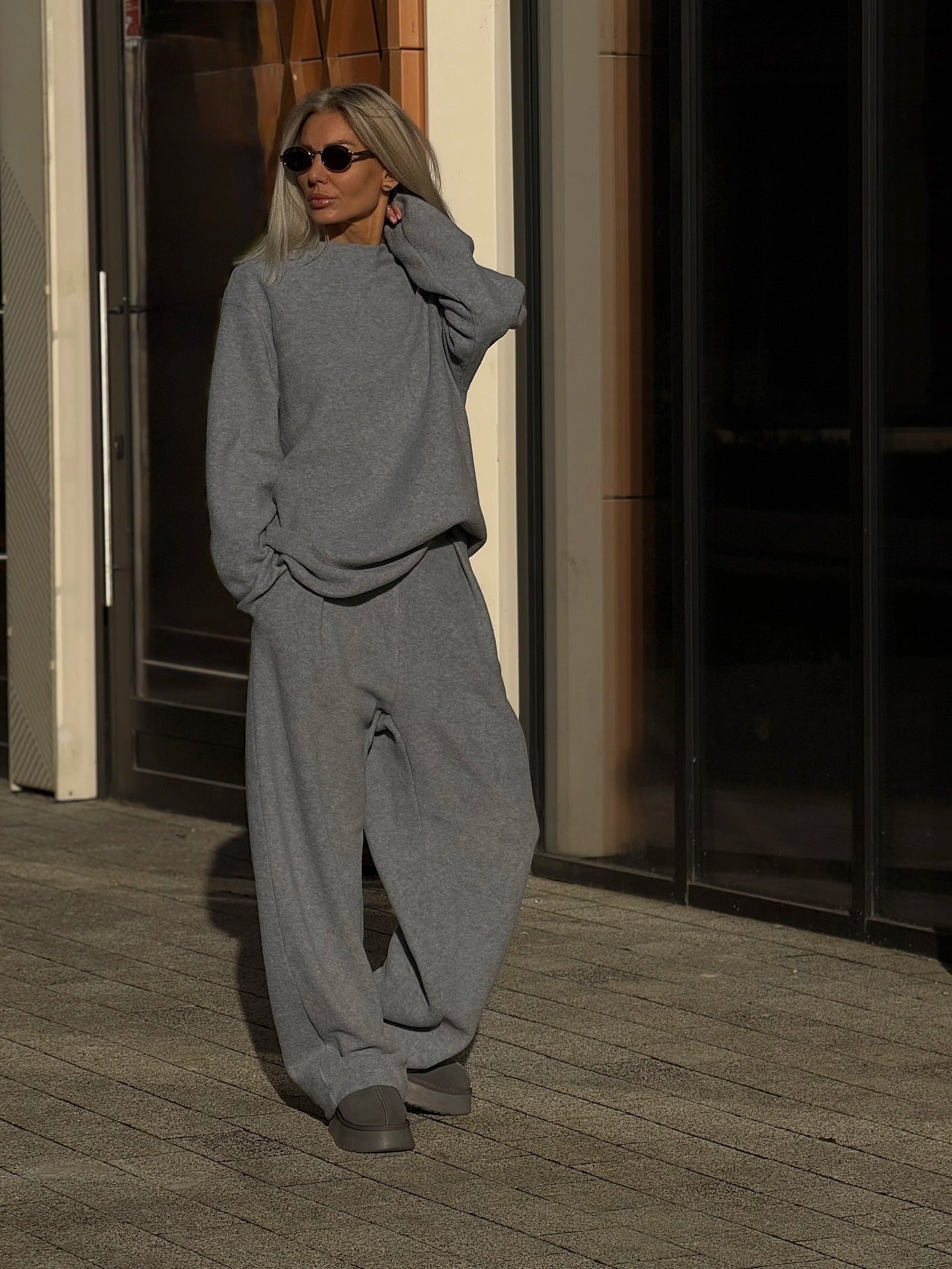 Sweater Wide-leg Draped Pants Women's Clothing