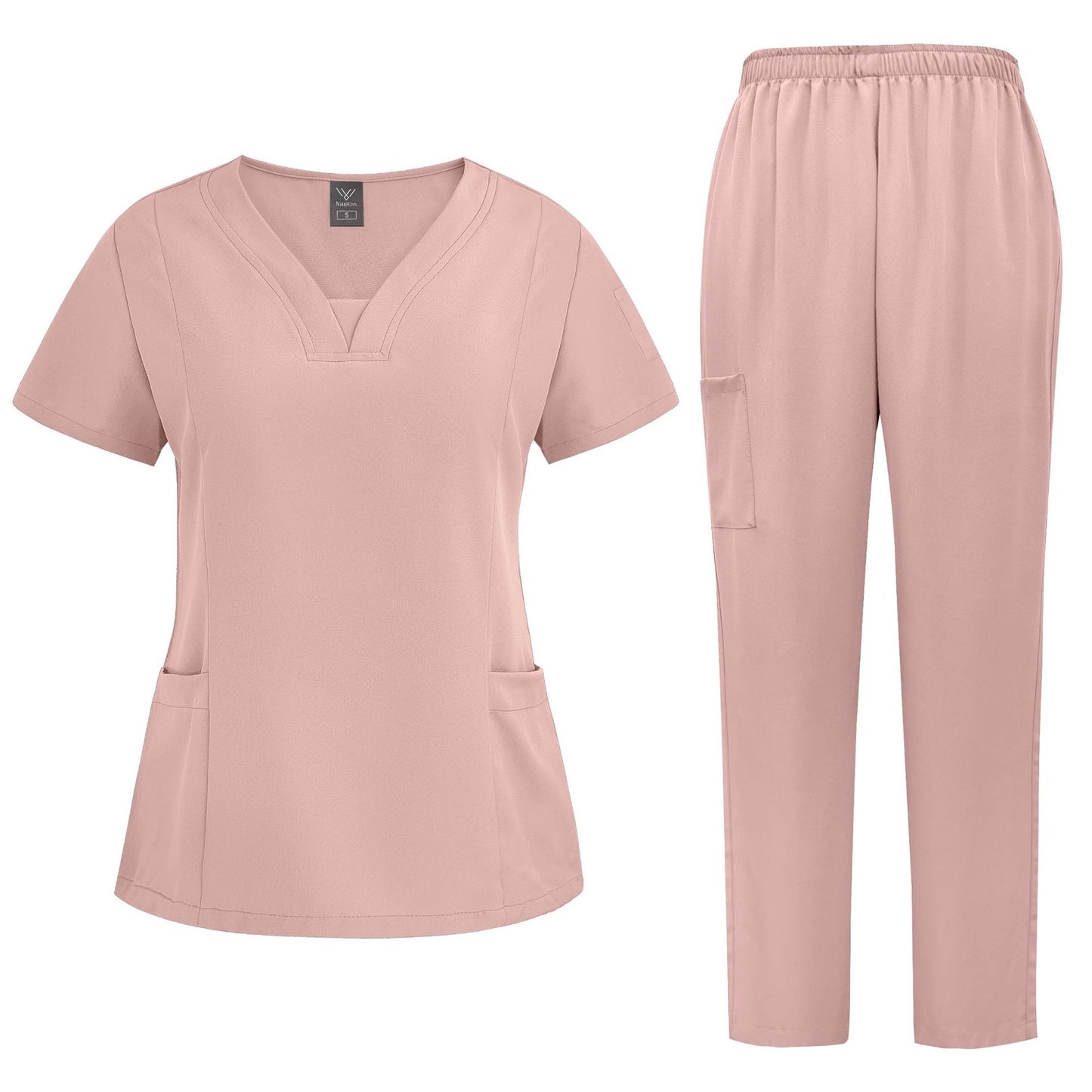 Women's Casual Loose Solid Color Nurse Workwear Set