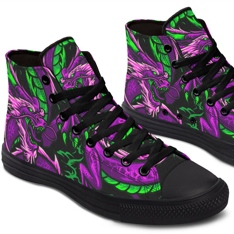 Men's And Women's Fashion Color Printing High-top Canvas Shoes