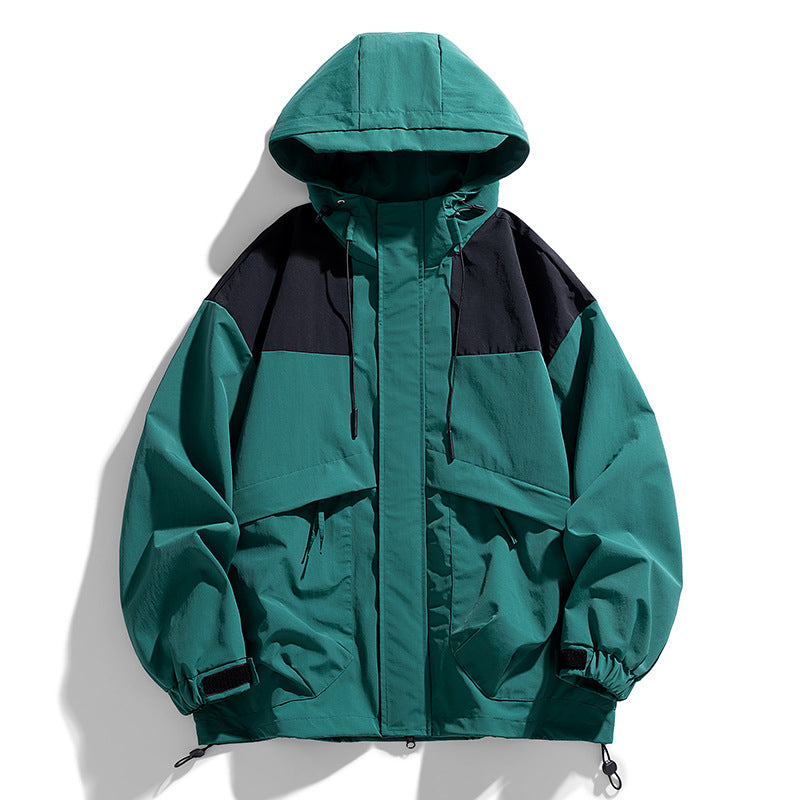 Outdoor Stitching Contrast Color Shell Jacket Spring And Autumn New Loose