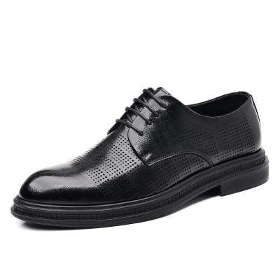 Men's Hollow-out Cowhide Height Increasing Insole Business Leather Shoes