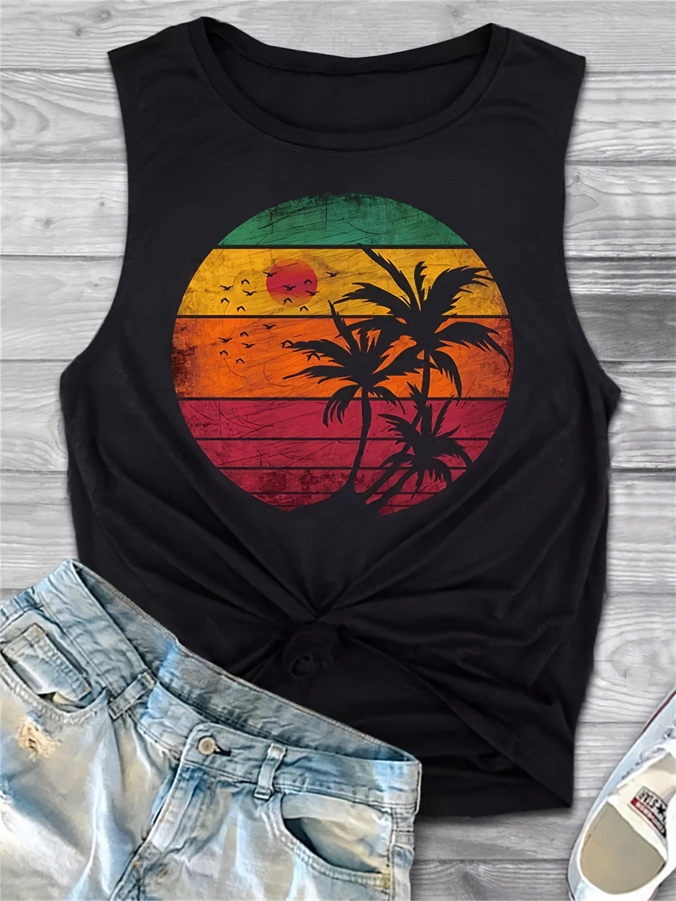 Women's Fashionable Printed Sleeveless T-shirt