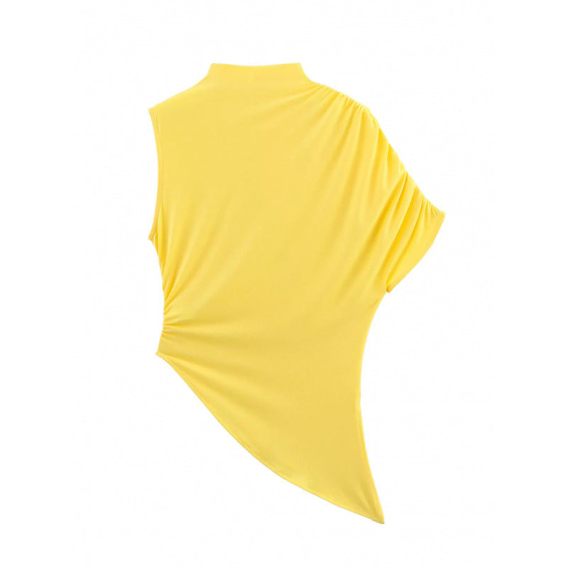 Slim-fit Design Asymmetric Sleeveless Top