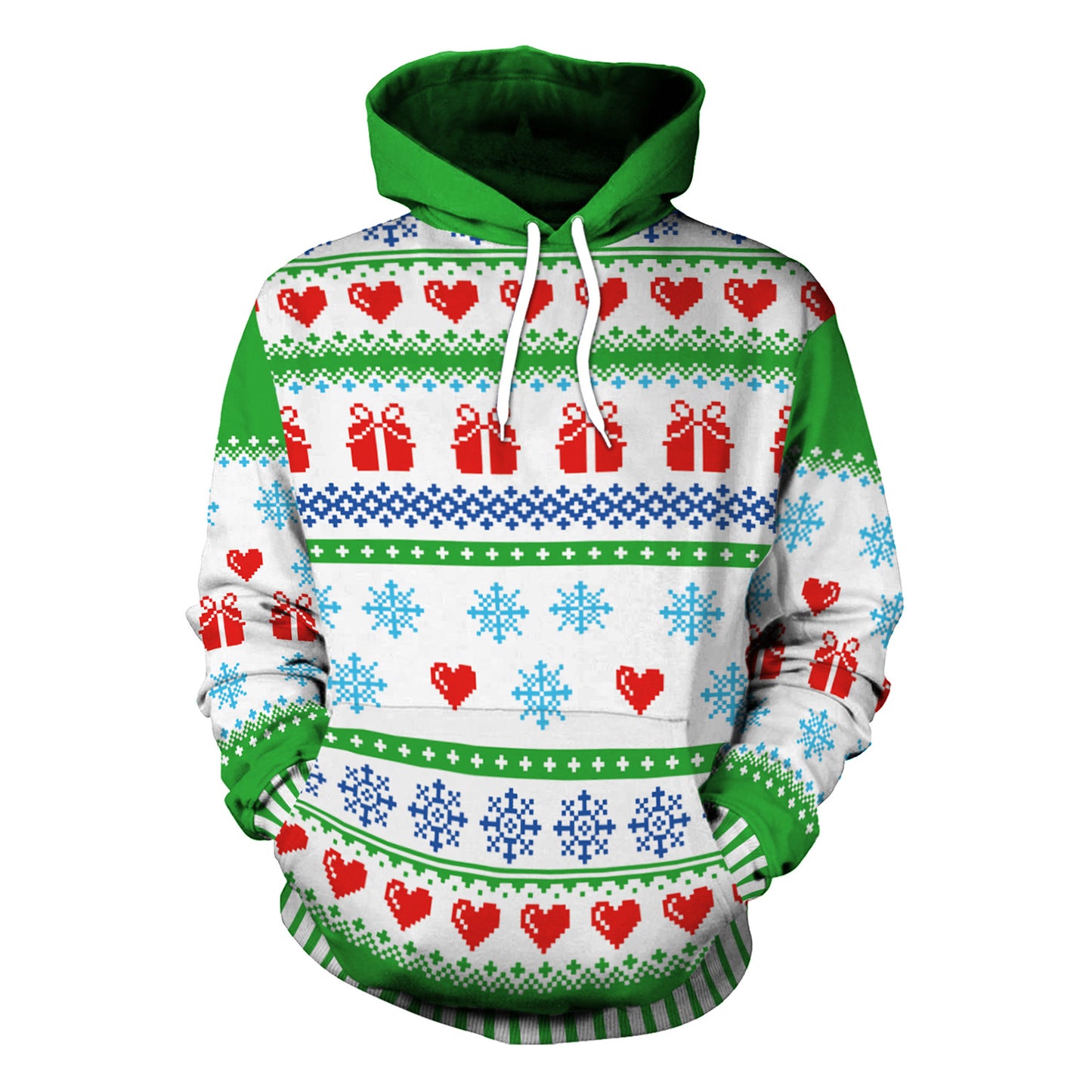 Dame jule løs alsidig hætte sweatshirt med kreativt digitalprint