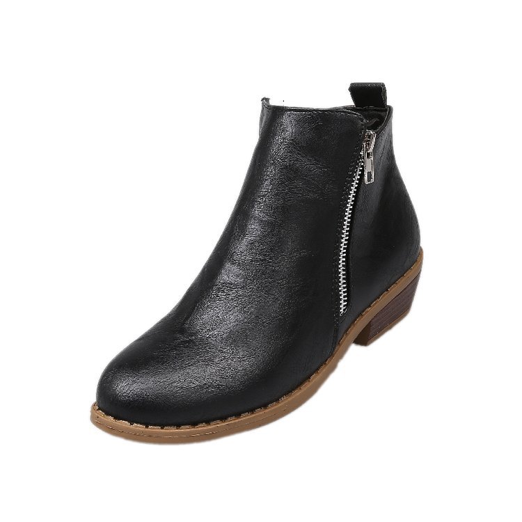 European And American Retro Polished Side Zipper Ankle Boots