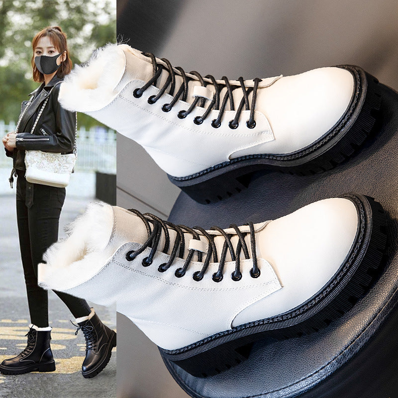 Real Wool Martin Boots Autumn And Winter New Leather Thick Heel