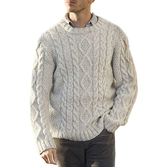 New Sweater Men's European And American Solid Color Round Neck