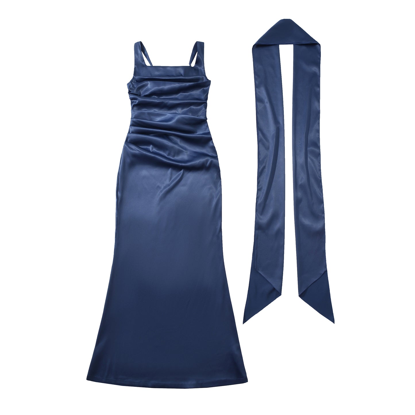 Slim Fit Scarf With Fishbone Strap Dress