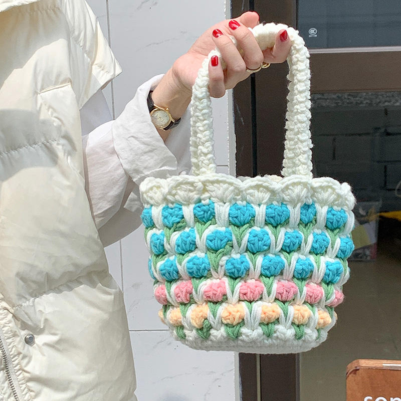 Tulip Flower Hand Woven Wool Covered Crochet
