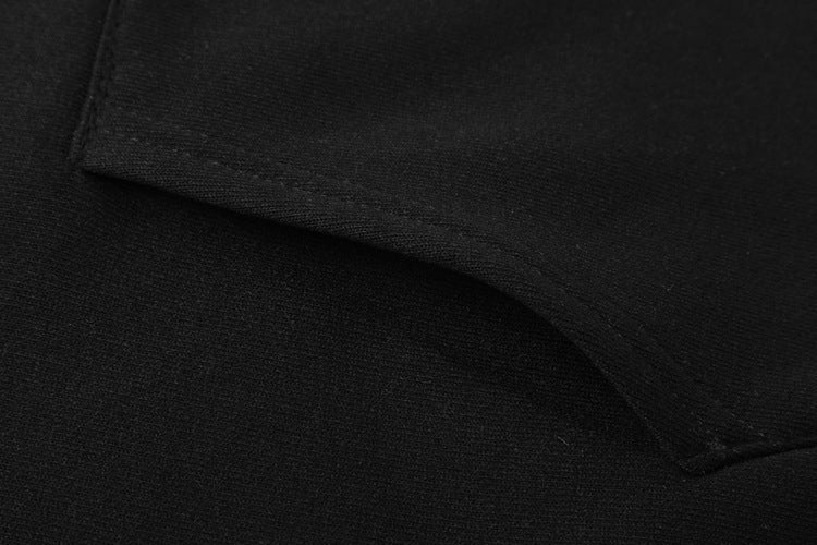 Black Polyester Casual Hooded Sweater Set