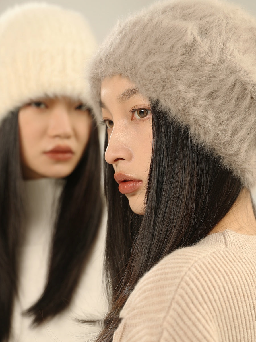 White Big Head Circumference Knitted Huge Woolen Hat
