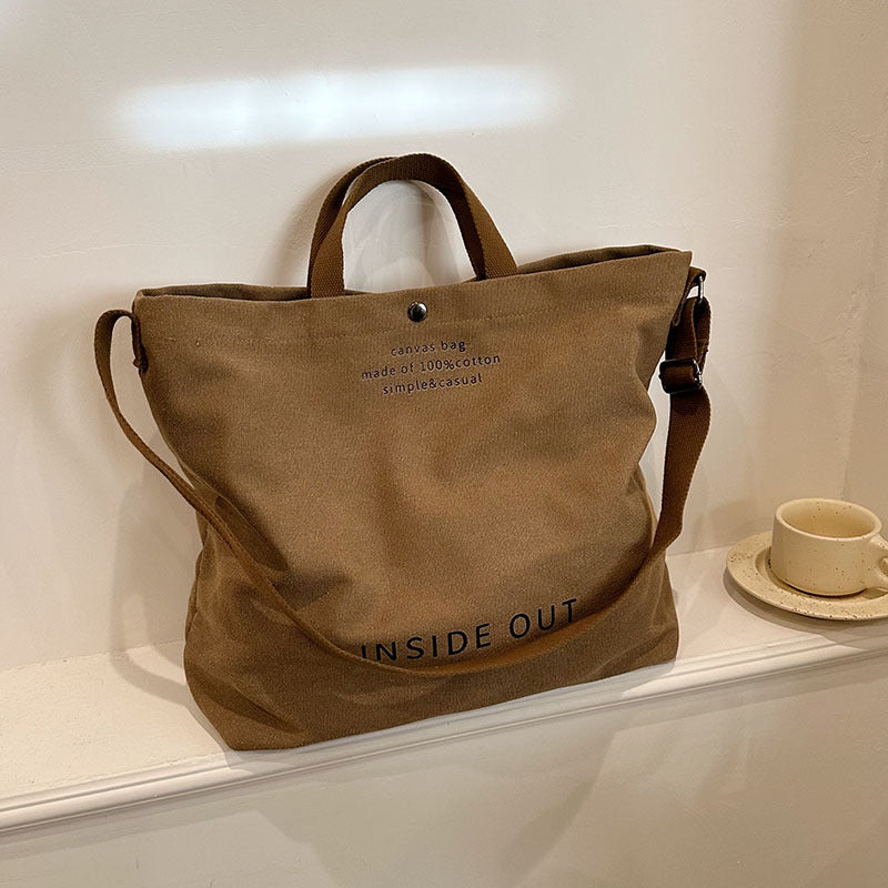 Store Lærredstasker Kvinder Casual Fashion Totes Alfabet Print Skuldertaske Med Justerbar Rem Retro Håndtaske Til Shopping