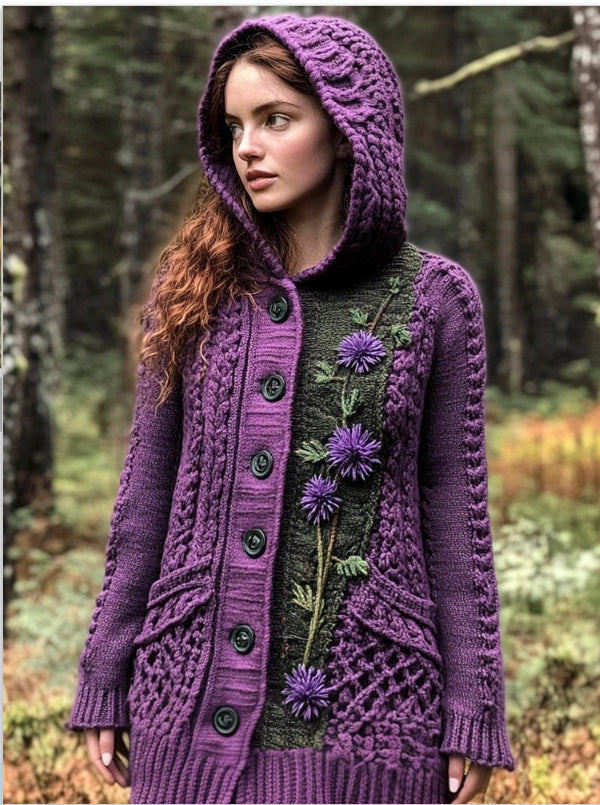 Relaxed Fit Hooded Casual Retro Sweater