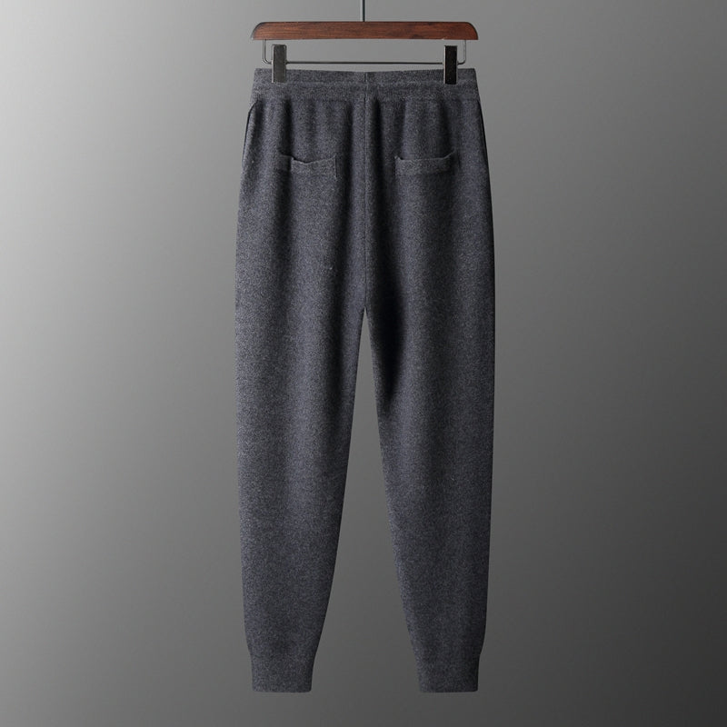 Wool Cardigan Men's Stand Collar Zipper Knitted Sweater Coat Warm And Loose Cashmere Pants Men