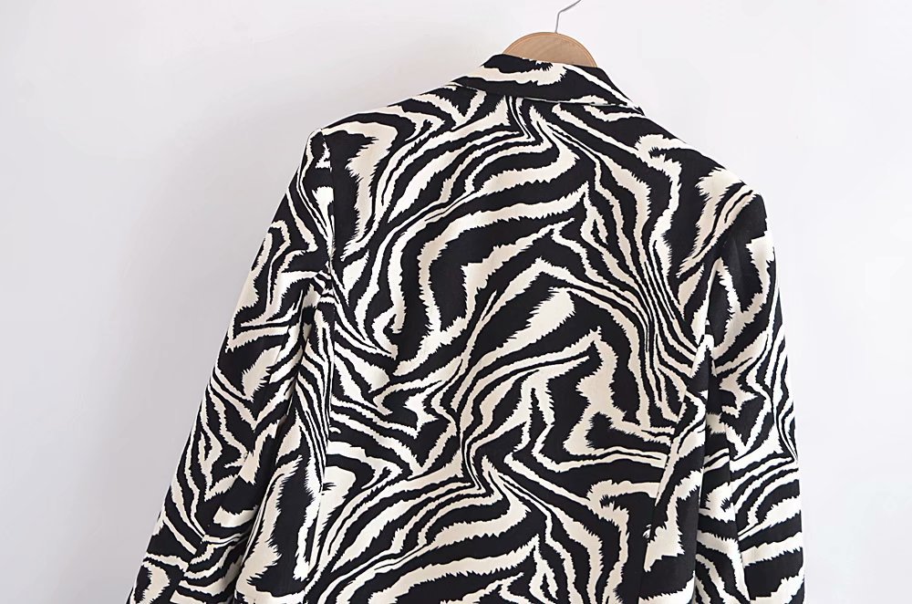 Women's Autumn Zebra Print Woolen Blazer