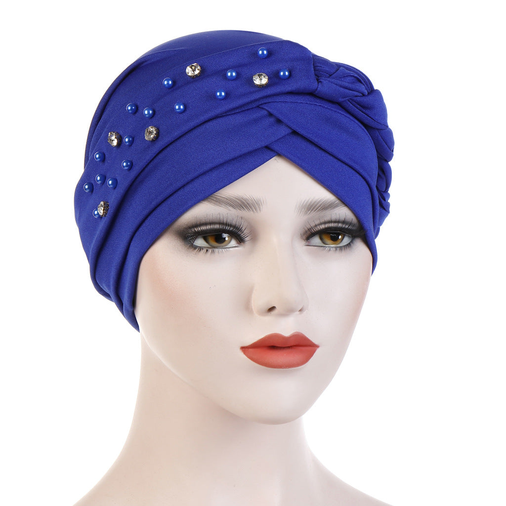 New Multi-color Crystal Hemp Three-layer Turban Hat