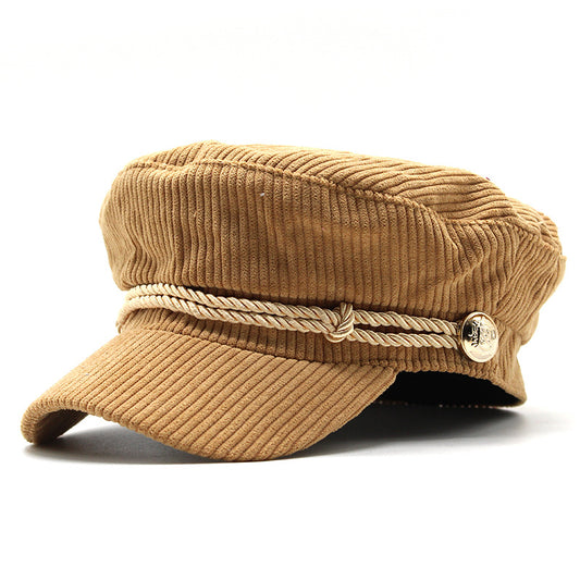 Men's And Women's Fashion Solid Color Corduroy Octagonal Hat