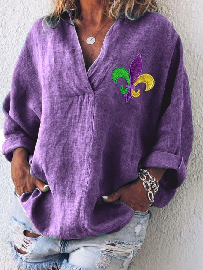 Womens American-style Digitally Printed Linen Shirt