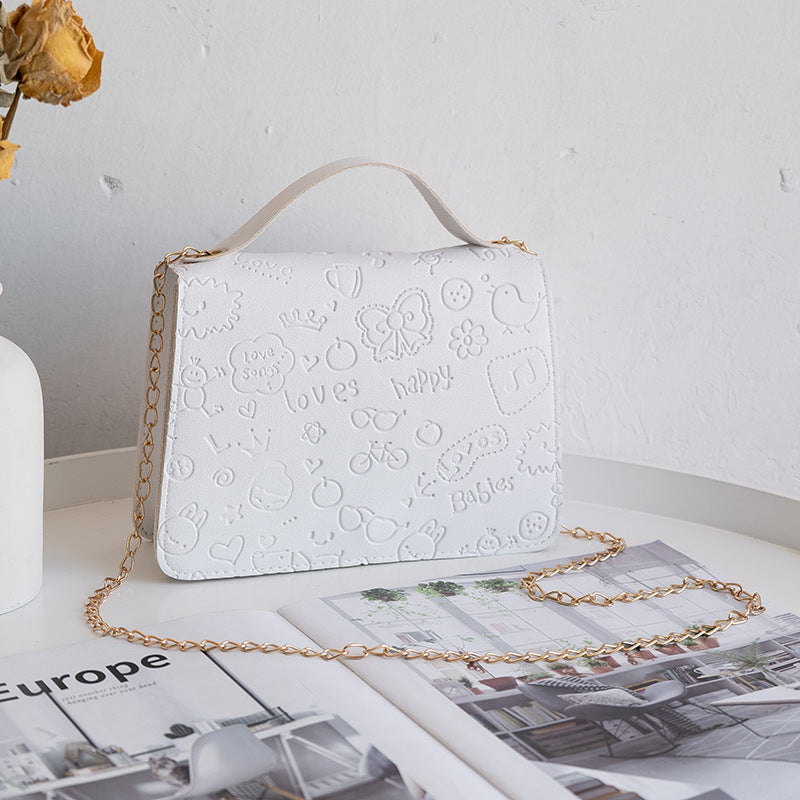 Præget Crossbody Håndtaske til Kvinder med Kæde