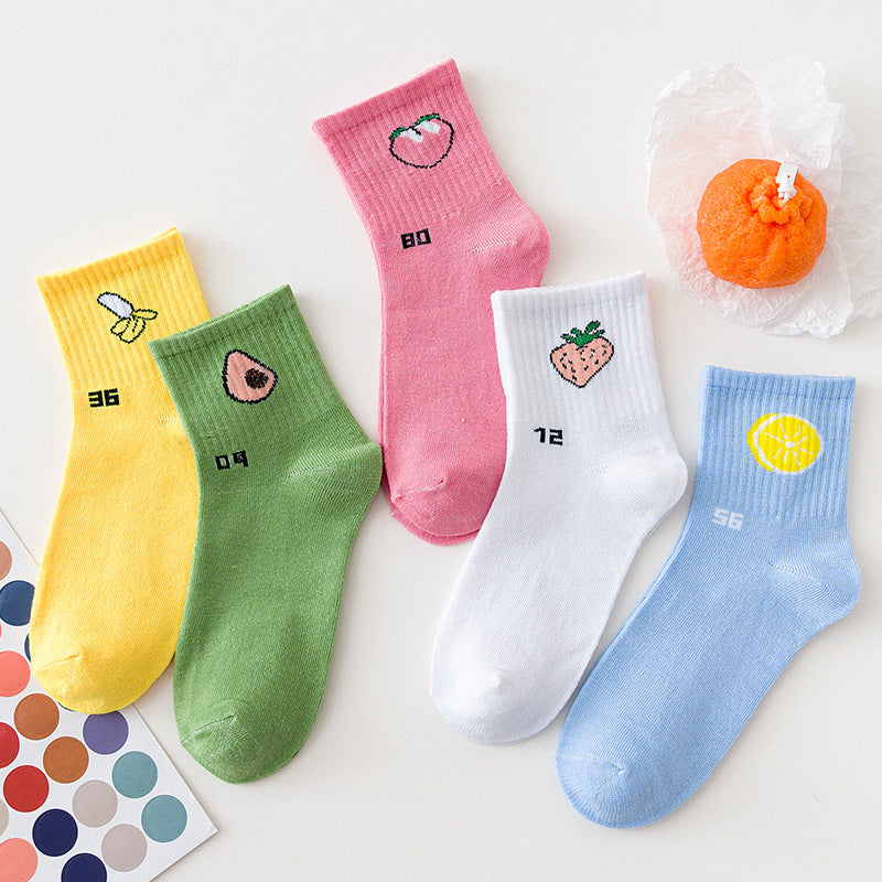 Female Cartoon Fruit Thigh High Socks
