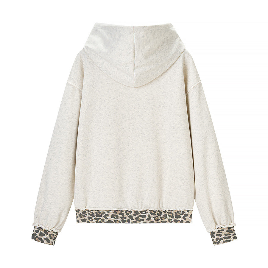 Casual Patchwork Perforated Hooded Sweatshirt For Women