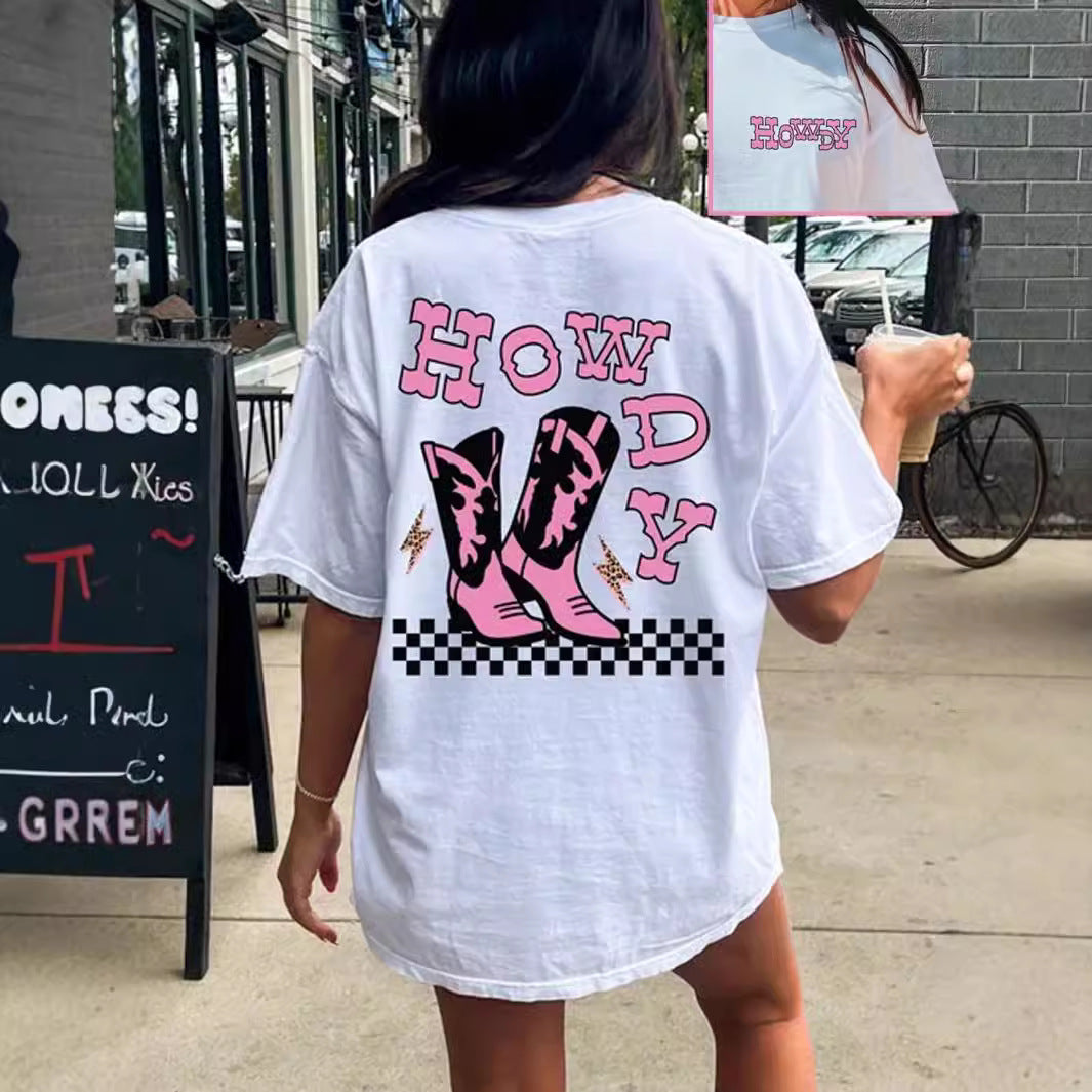 Loose-fitting Crew-neck T-shirt With An All-purpose Letter Print And Short Sleeves