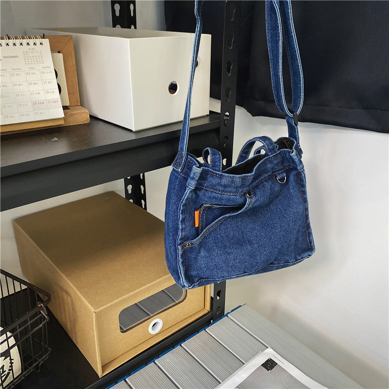 Men's And Women's Fashion Denim Messenger Bag