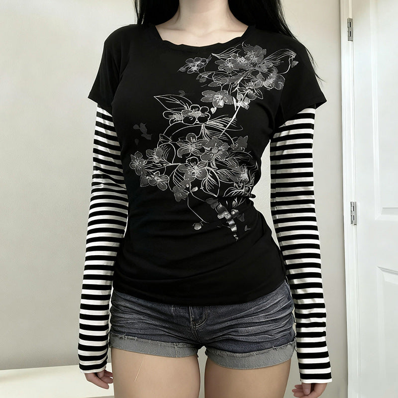 Dame To-i-én Stribet Langærmet Casual Top