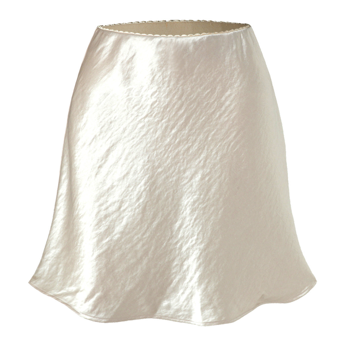 Womens Lace-trimmed Satin Skirt With A Textured Finish