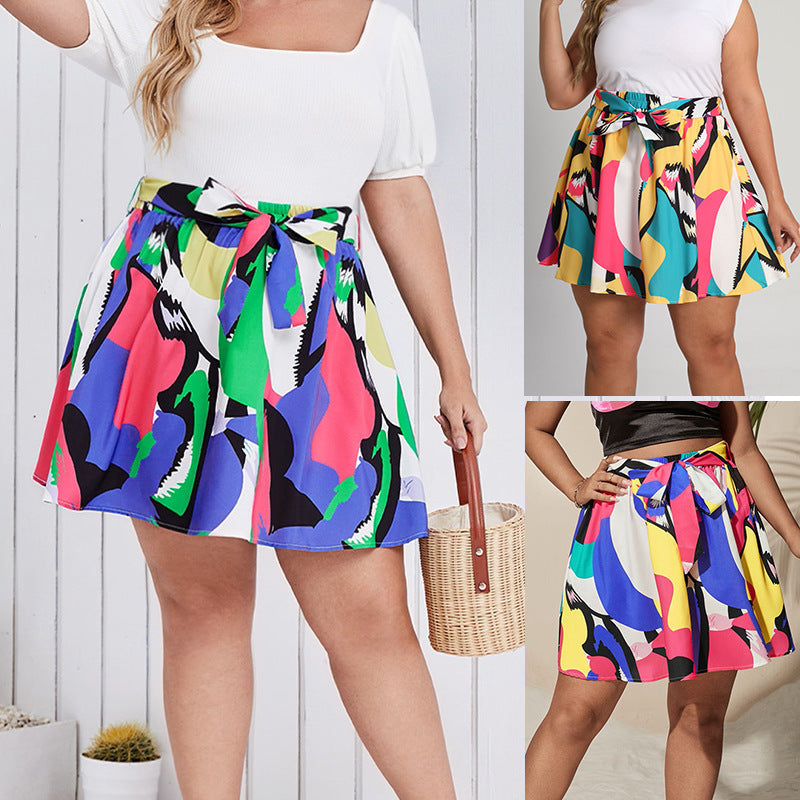 Women's European And America Puzzle Print Skirt Elastic Waist