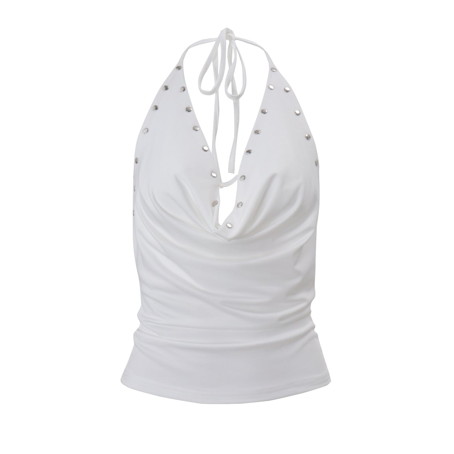 Features An Asymmetric Ruffled Neckline And Tie Details