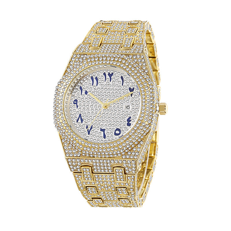 Europæisk Hip Hop Fuld Diamant Arabisk Skala Niche Quartz Herreur