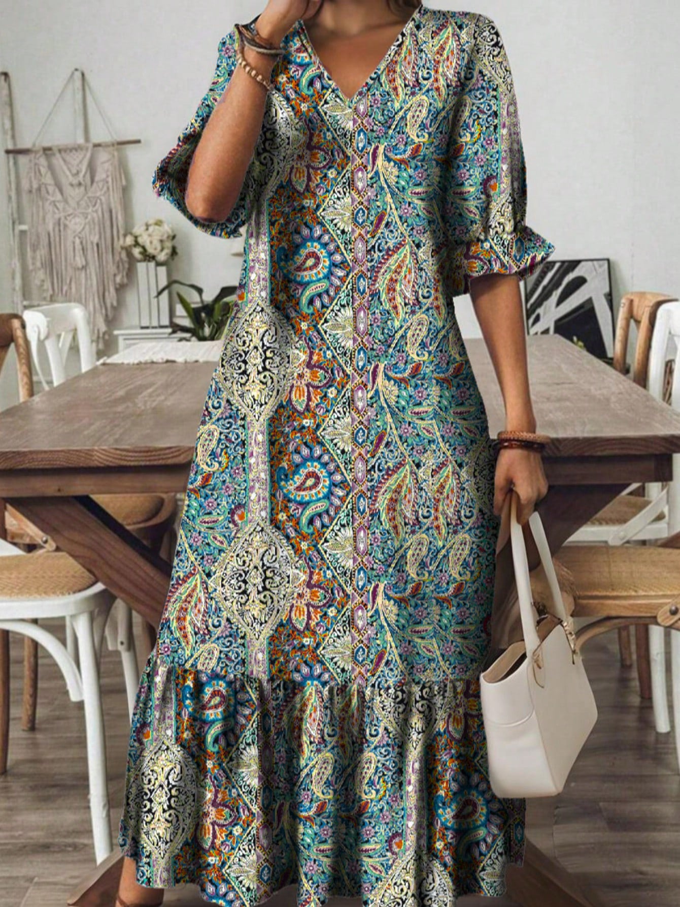New Summer V-Neck Long Dress For European And American Styles