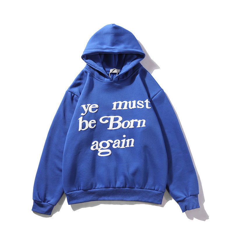 Letter Foam Print Men's And Women's Hoodie Plus Fleece Sweater