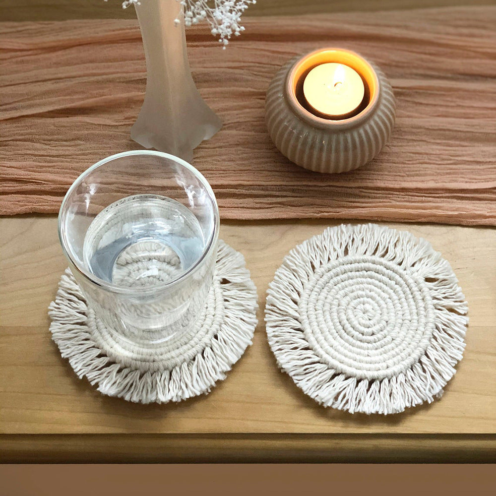 Nordic Style Hand-woven Coaster Round Non-slip Party Dining-table Decoration Picnic Outdoor Moisture-proof