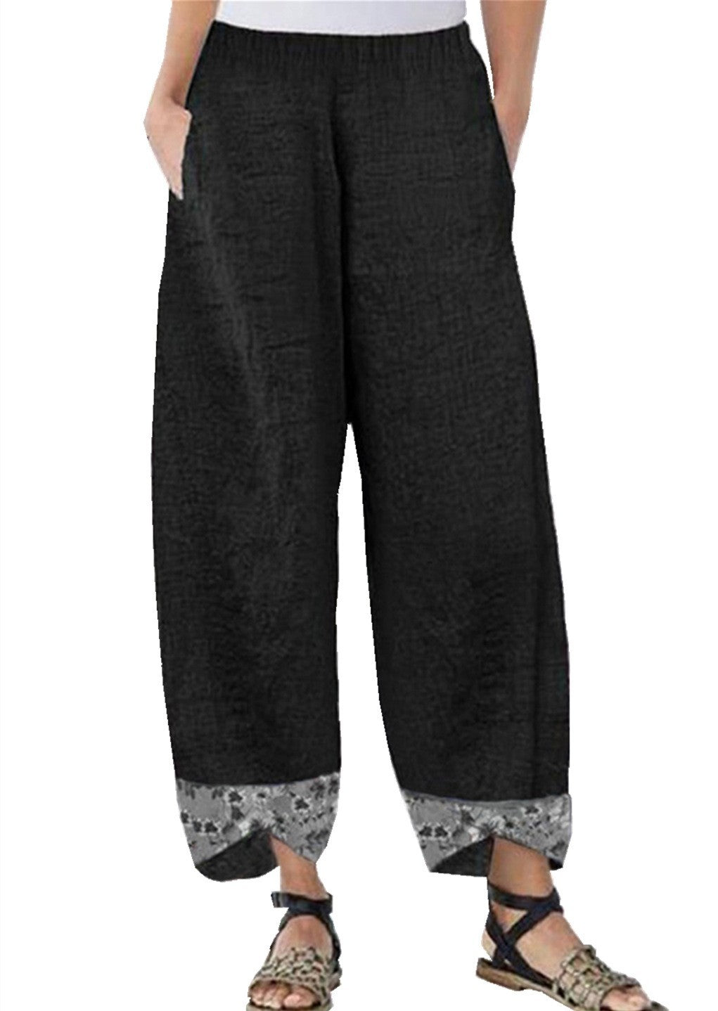 Womens Printed Patchwork Pants Printed Patchwork Skinny Pants