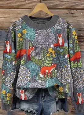 Autumn And Winter 3D Digital Printing Christmas Round Neck Top