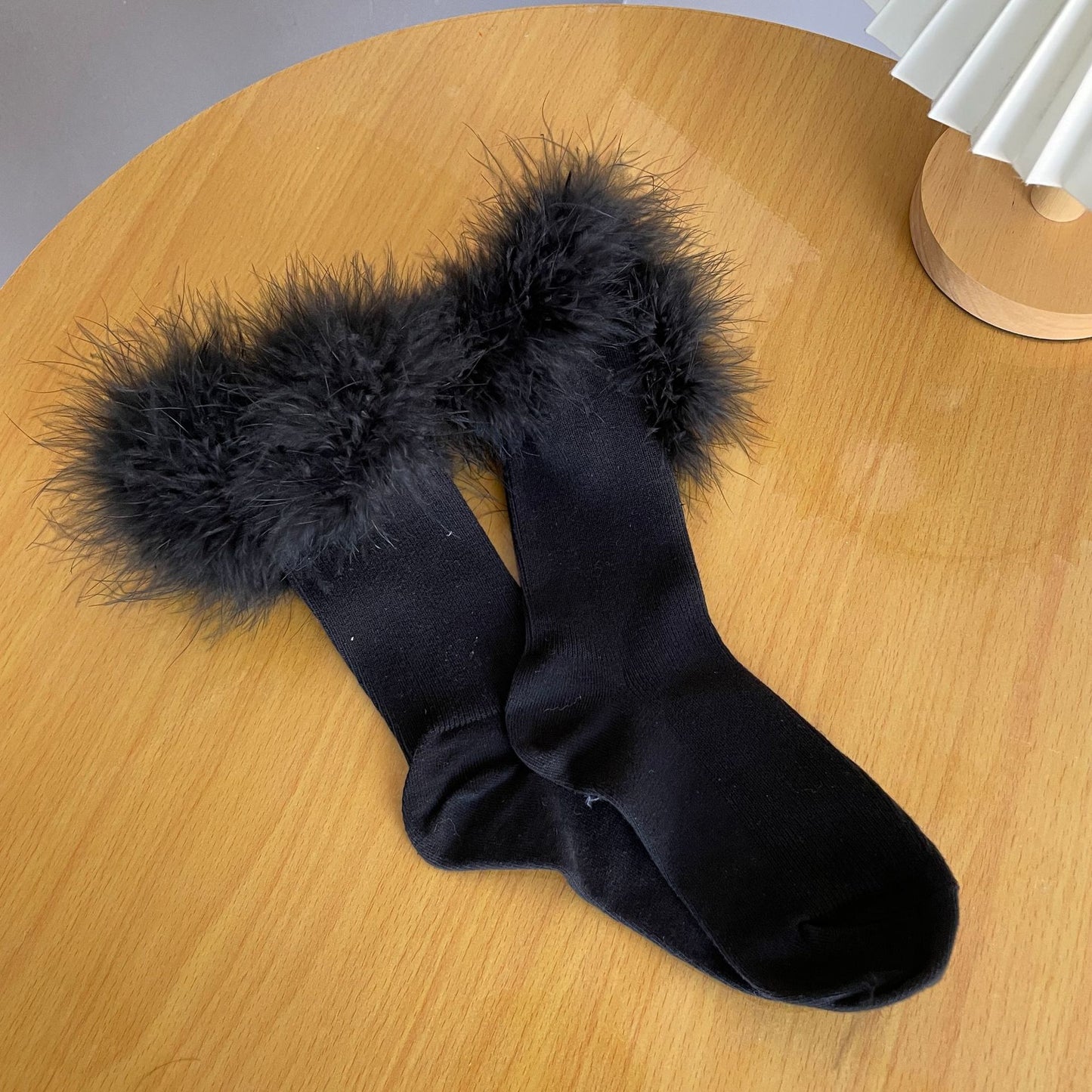 New Puffy Feather Pile Style Mid-calf Girl Cotton Socks