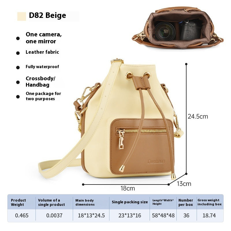 Drawstring Micro Single Camera Shoulder Bucket Bag