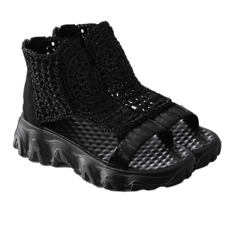 Knitted Wool Sandals Women's Thick Sole Casual