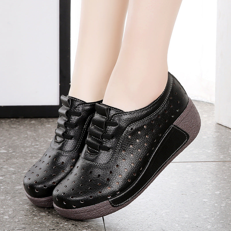 Women's All-matching Hollow Shallow Mouth Leather Shoes