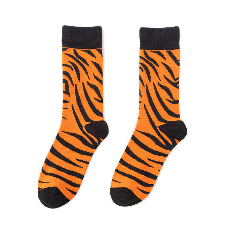 Animal Colorful Skull Print Cotton Middle Tube Socks
