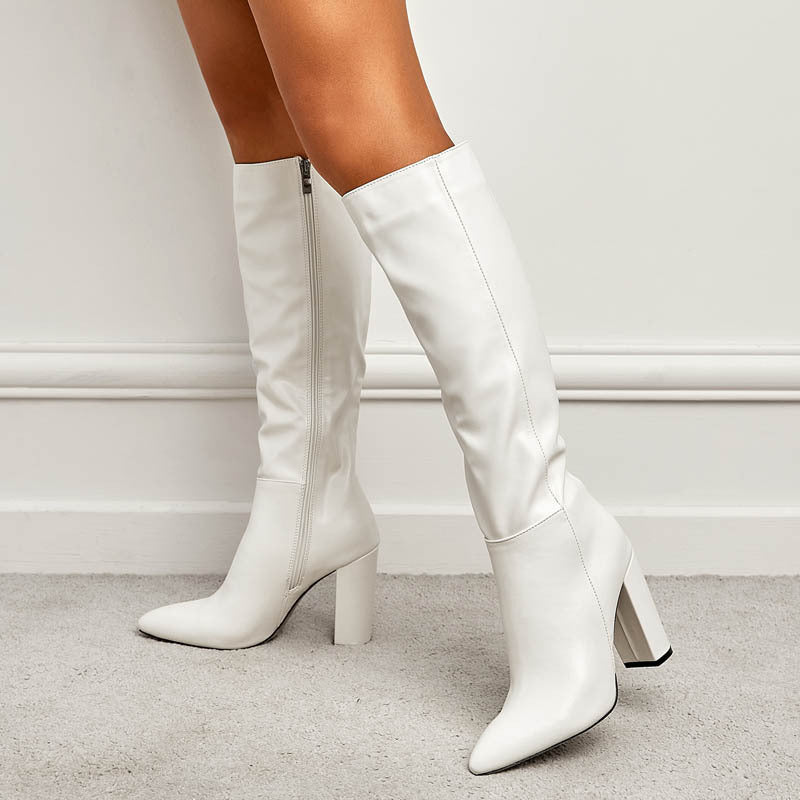Fashionable Women's Boots With Side Zipper And Pointed Toe